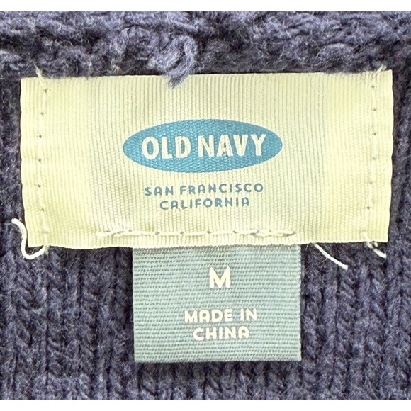 Women’s Navy Lace Up Knit Sweater Slouchy Chunky Cozy Fall/Winter Top Size Med - Picture 5 of 8